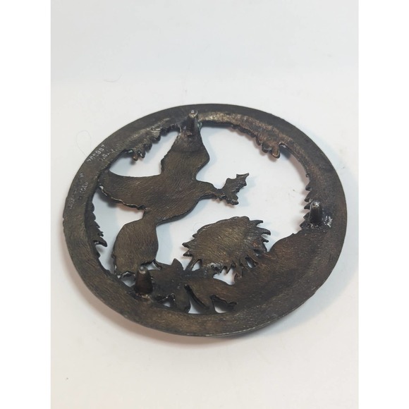 Vintage Rawcliff Pewter Poinsettia Holly Bird Potpourri Lid 1993 with Bonus Jar - Picture 2 of 3